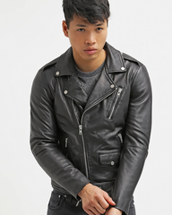 Vintage Belted Leather Biker Jacket