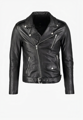 Vintage Belted Leather Biker Jacket