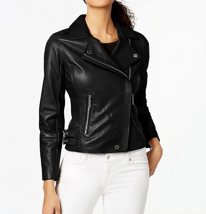 Wild Silver Biker-Style Leather Jacket