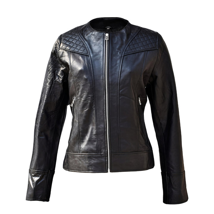 Women Shoulder-Quilted Leather Jacket