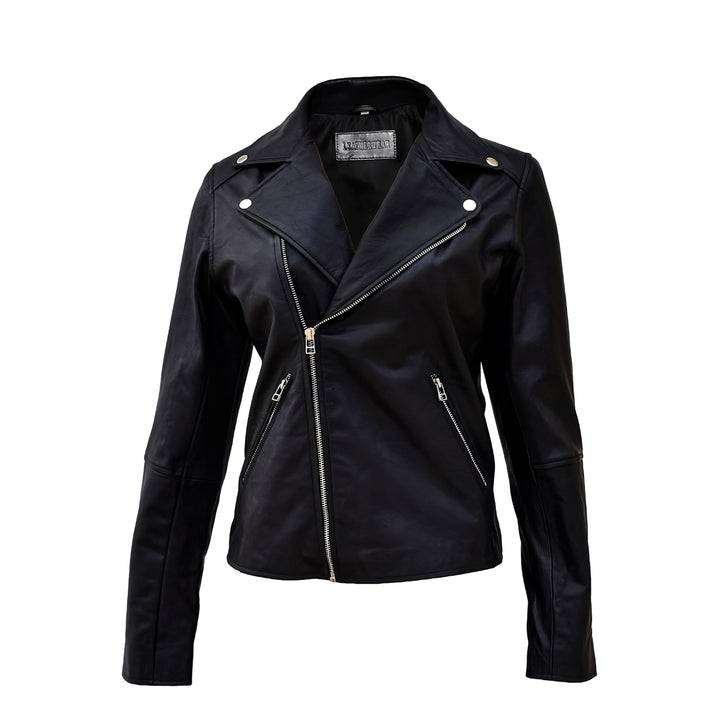 Women’s Asymmetric Zipper Leather Biker Jacket