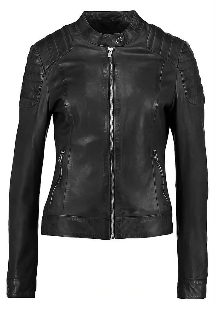 Women's Moto Jacket with Padded Details