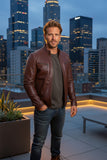 Brown lambskin leather jacket