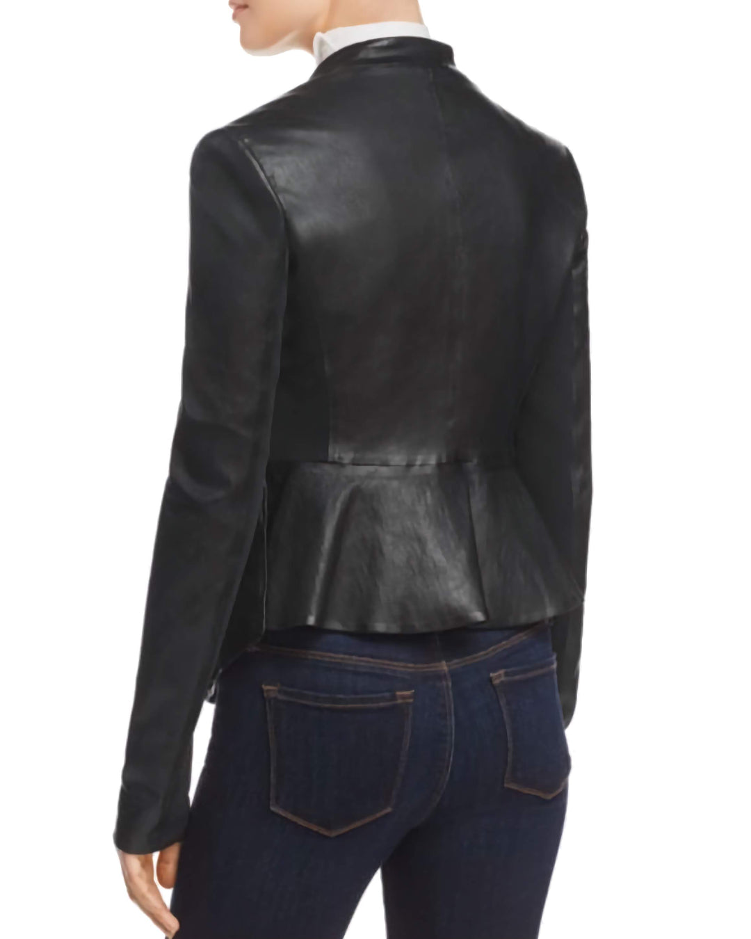 Open Front Silhouette Leather Jacket