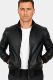 Black leather jacket for men