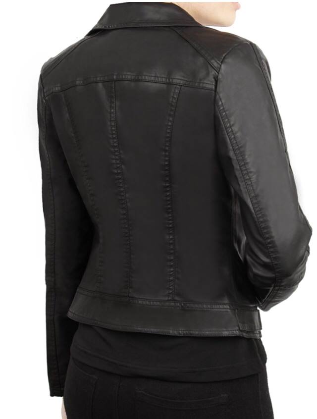 Slant Zipper Lambskin Leather Biker Jacket