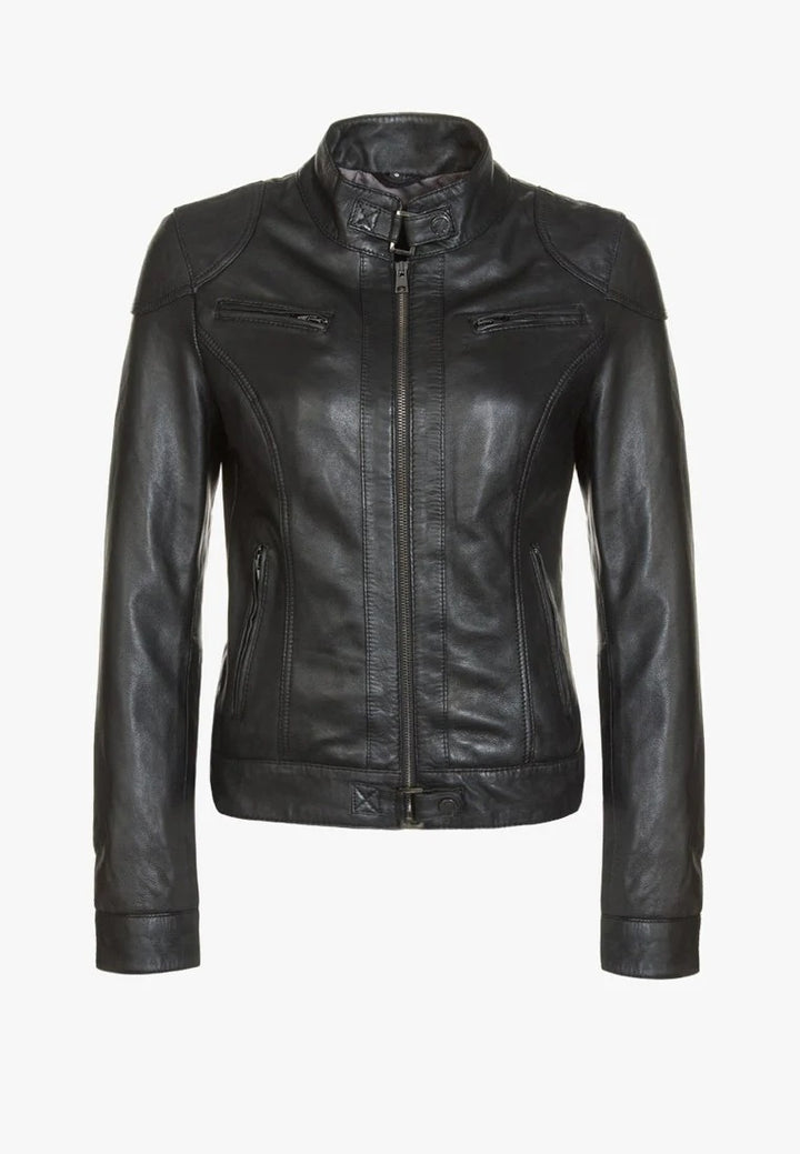 Rave Black Leather Biker Jacket 1
