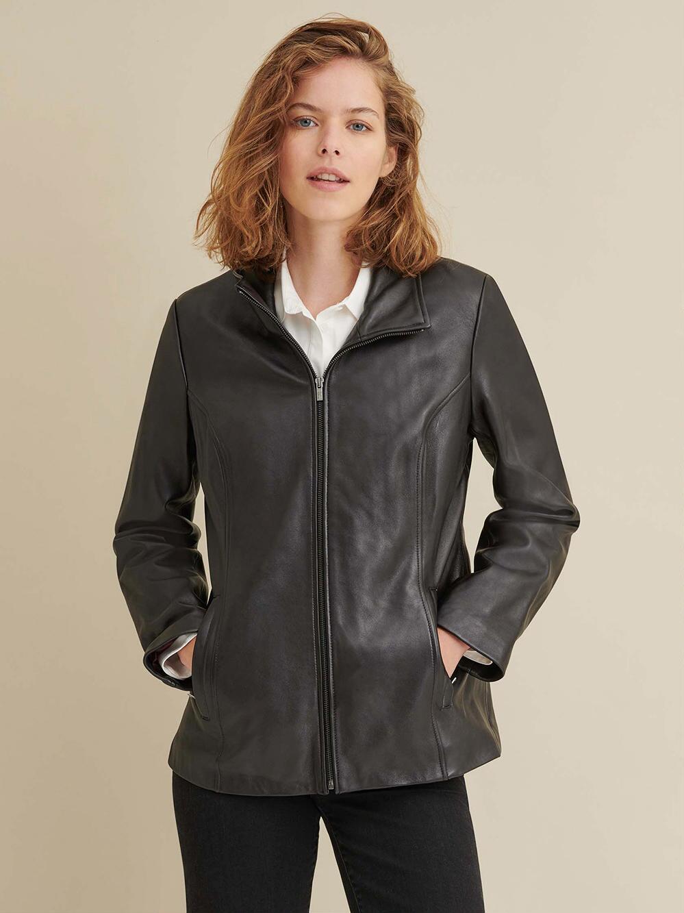 Formal Black Leather Jacket For Sale