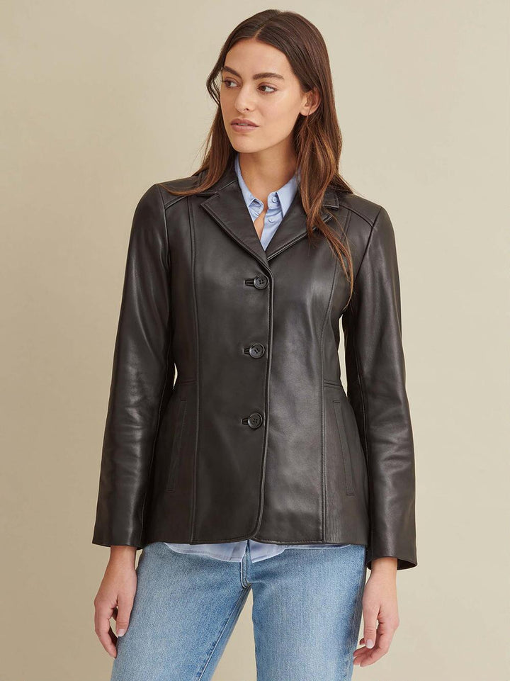 Black Leather Coat For Women