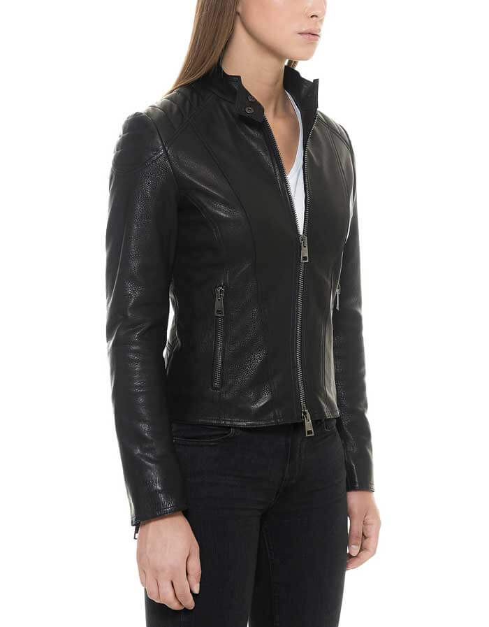 Café Racer Leather Jacket | Women | Sheepskin | Leatherwear | Leatherwear
