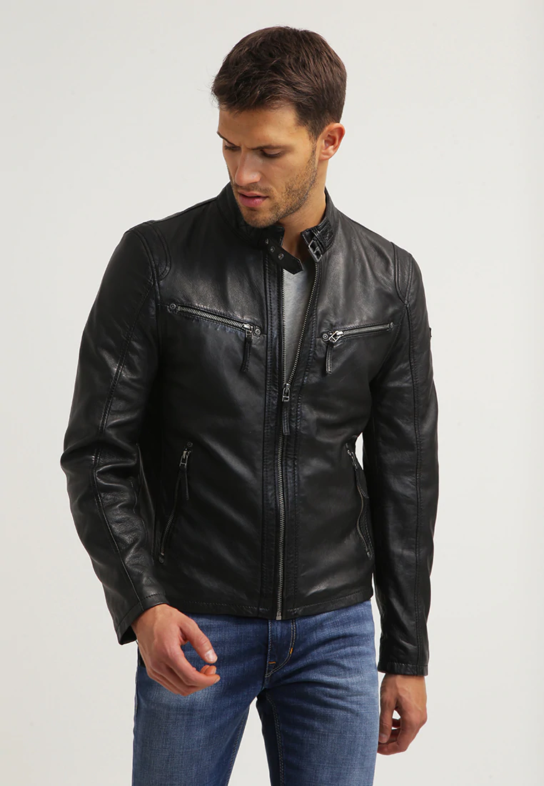 Gothic black leather jacket sale