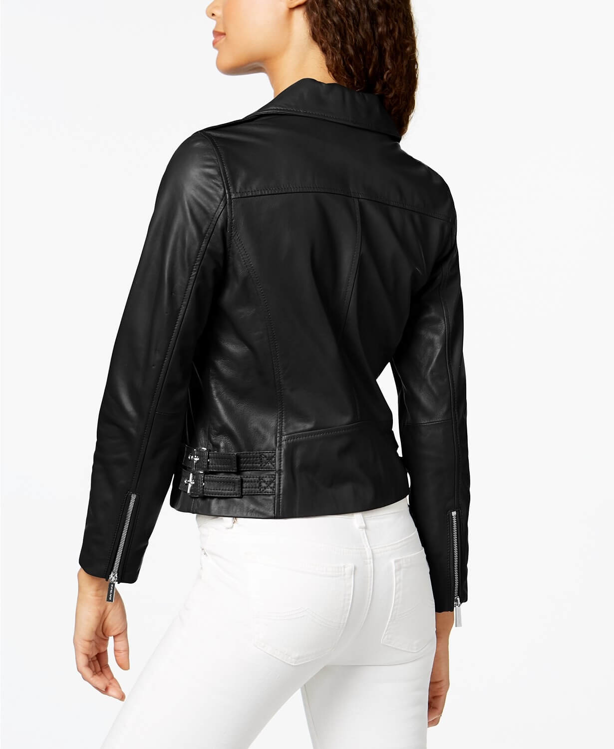 Black Biker Style Leather Jacket For Women
