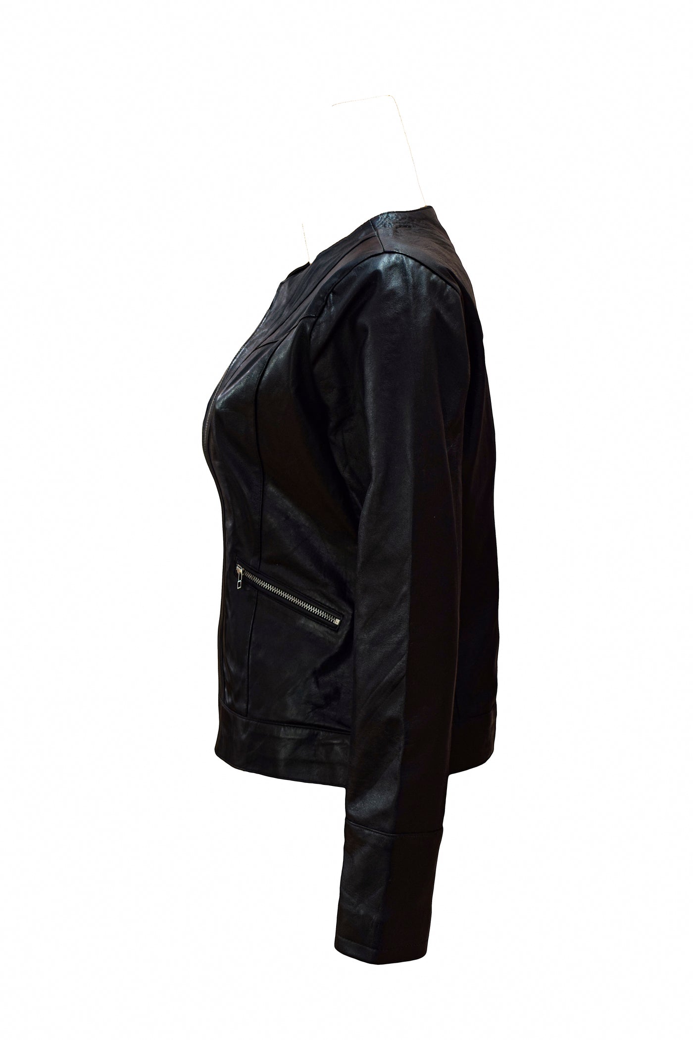 Symmetric Black Leather Jacket For Women