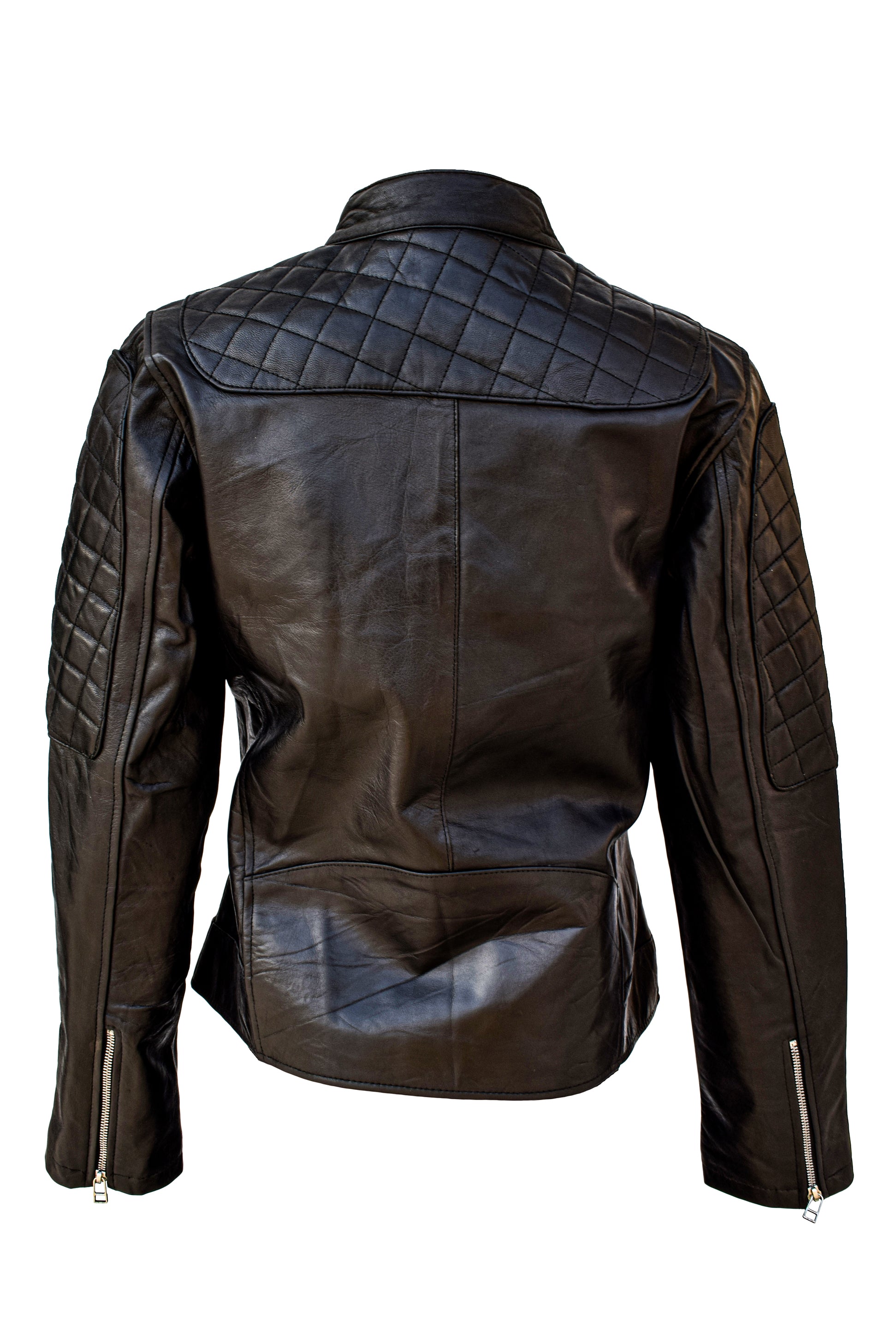 Round neck sale biker jacket