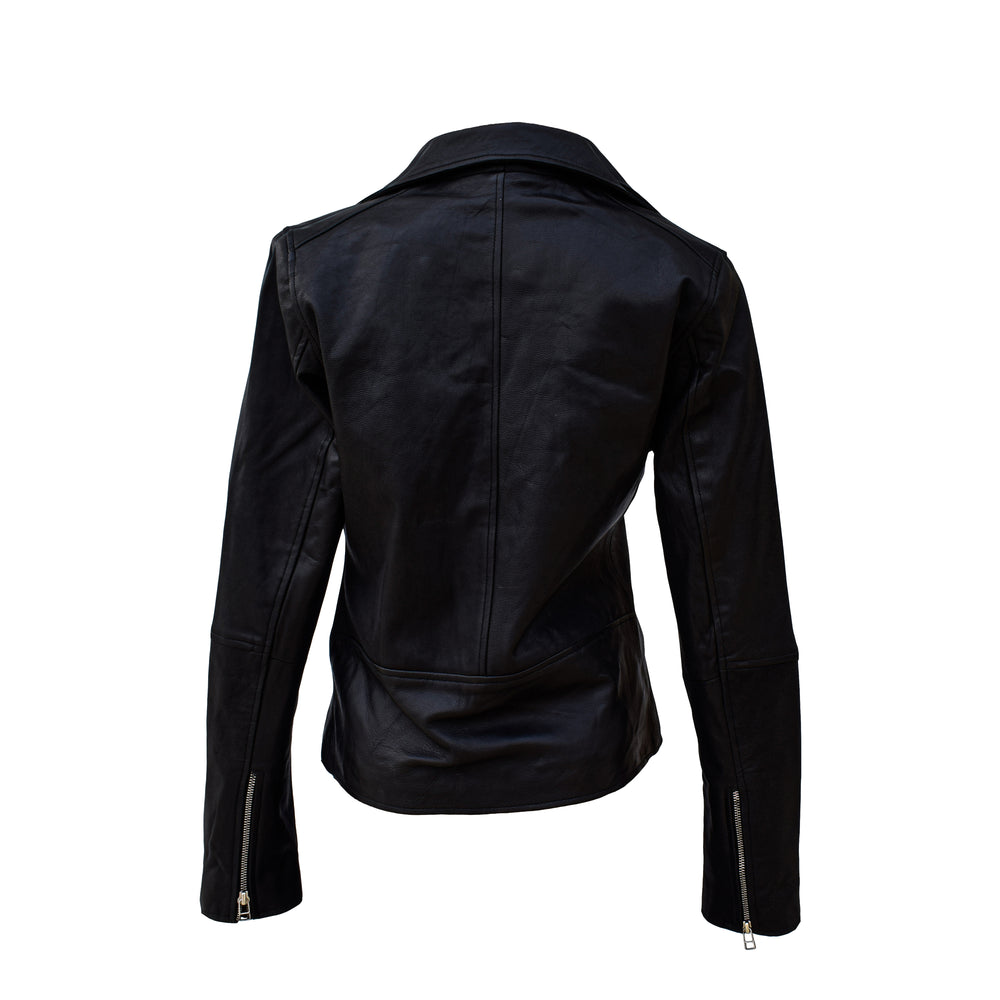Zipper Leather Biker Jacket For Women