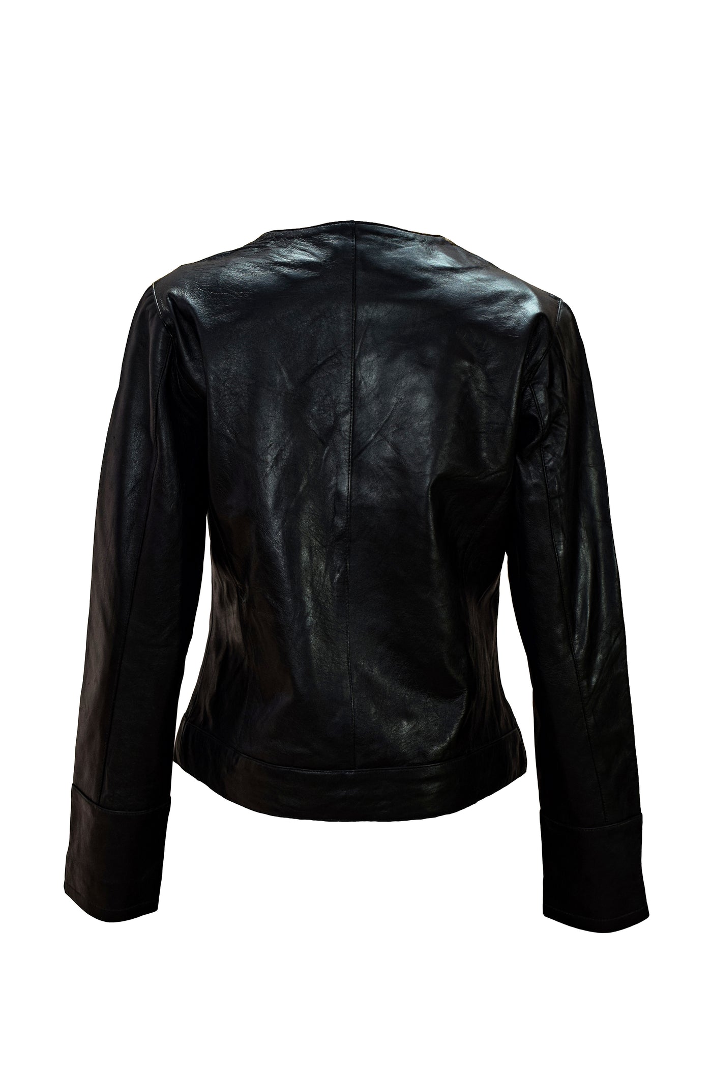 Symmetric Black Leather Jacket For Sale