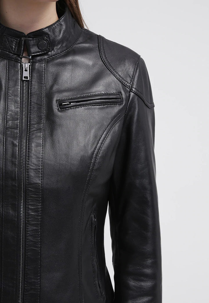 Rave Black Leather Biker Jacket 5