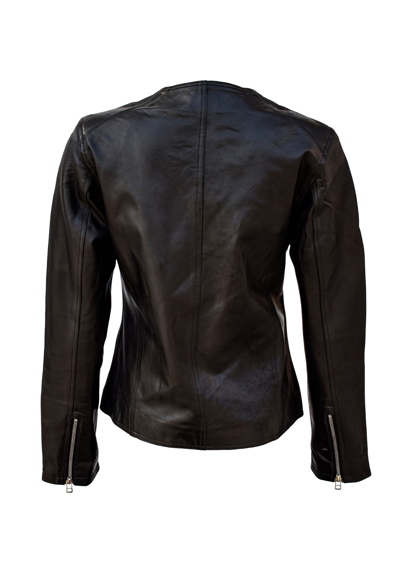 Women Black Solid Minimalist Leather Jacket