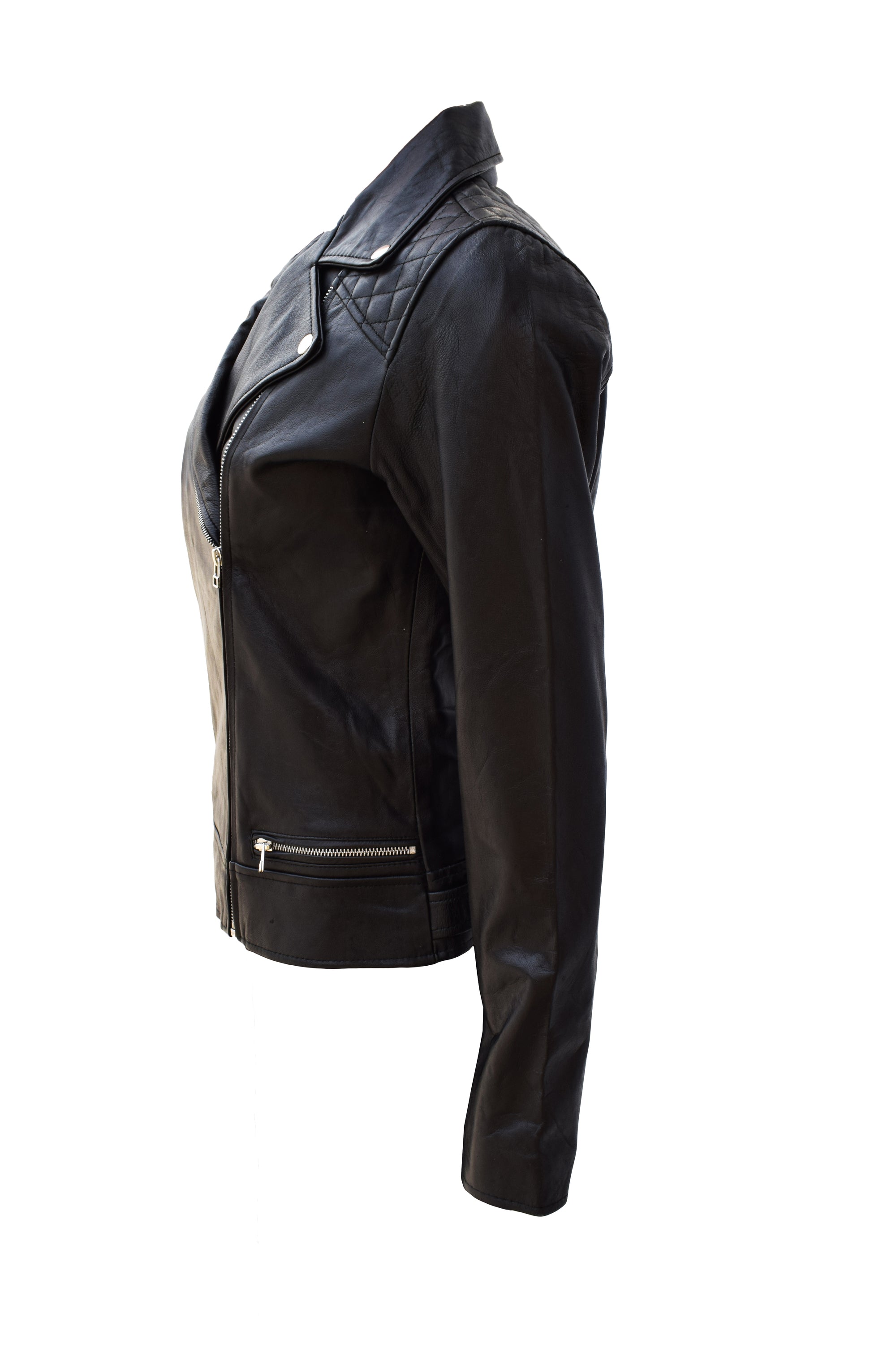 Padded shoulder leather outlet jacket