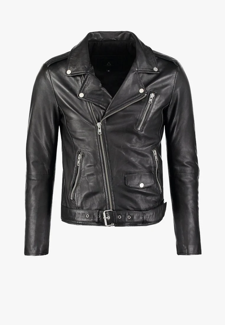 Men&#39;s Noah Black Leather Biker Jacket 1