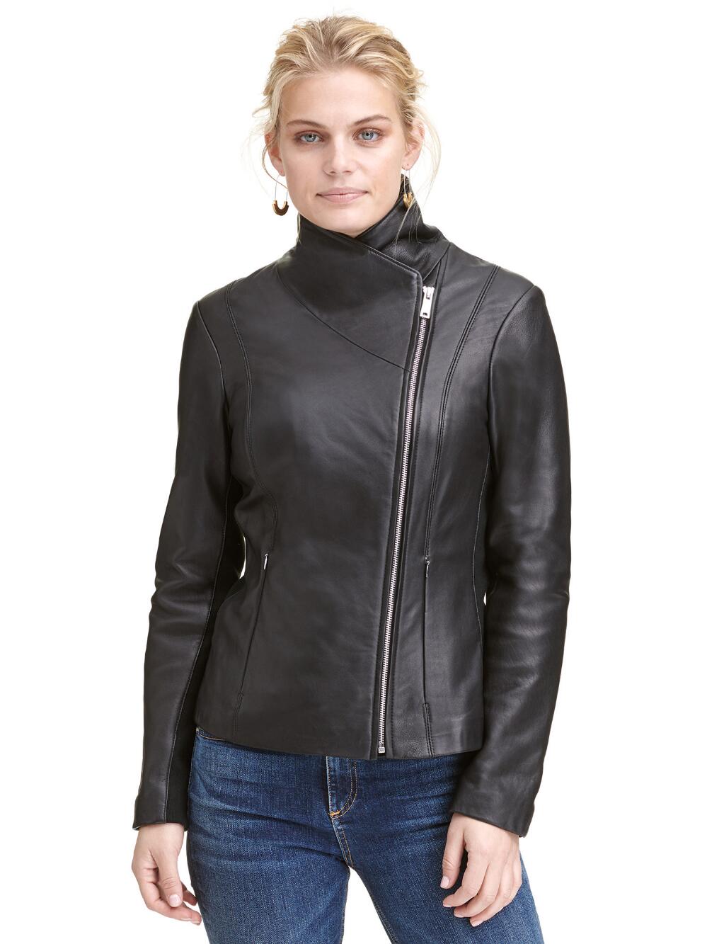 Online  Zipper Leather Jacket Women
