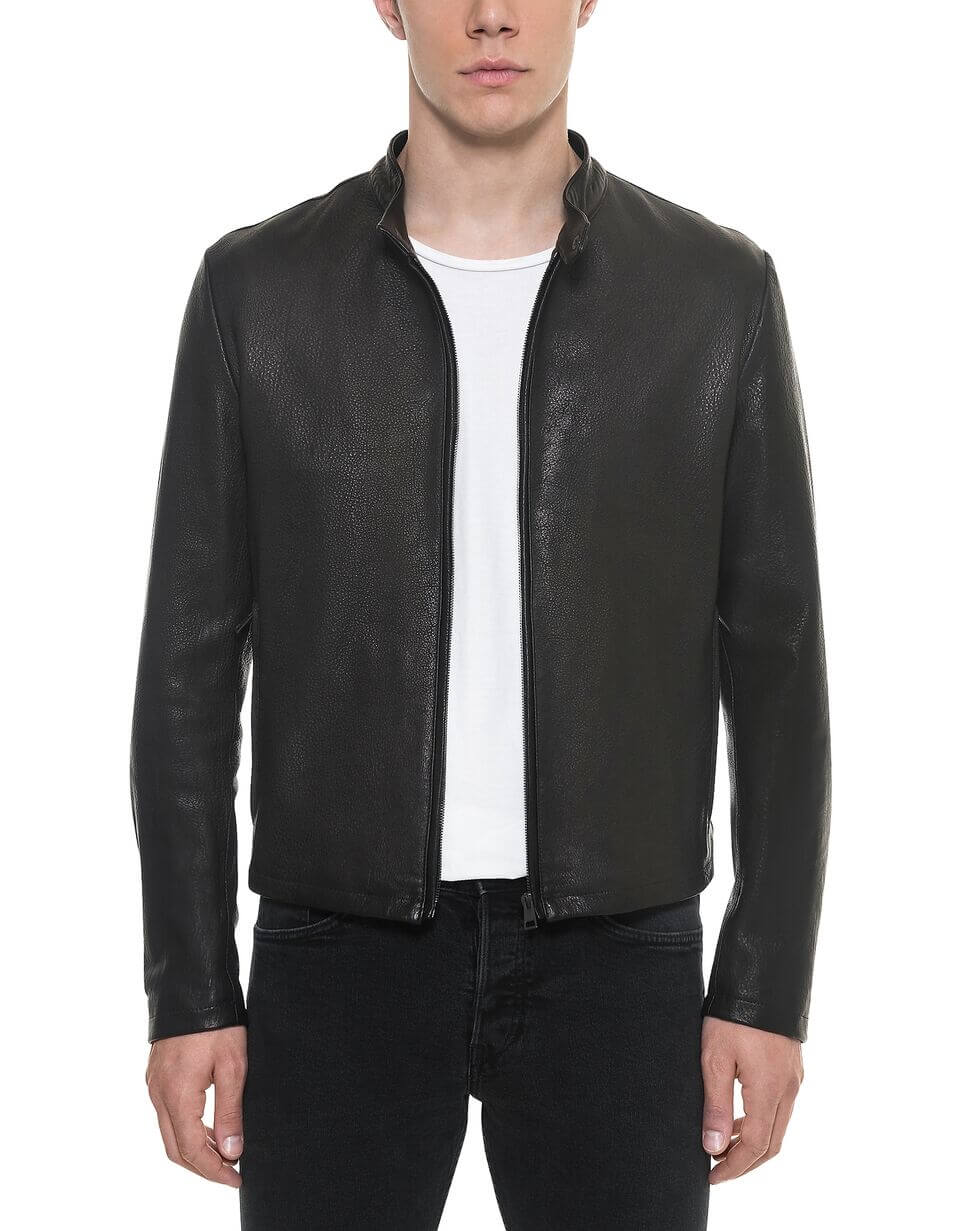 Gray leather clearance moto jacket