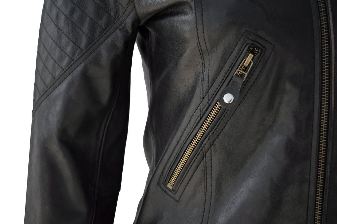 Women Quilted Design Leather Jacket | Women | Lambskin | Leatherwear ...