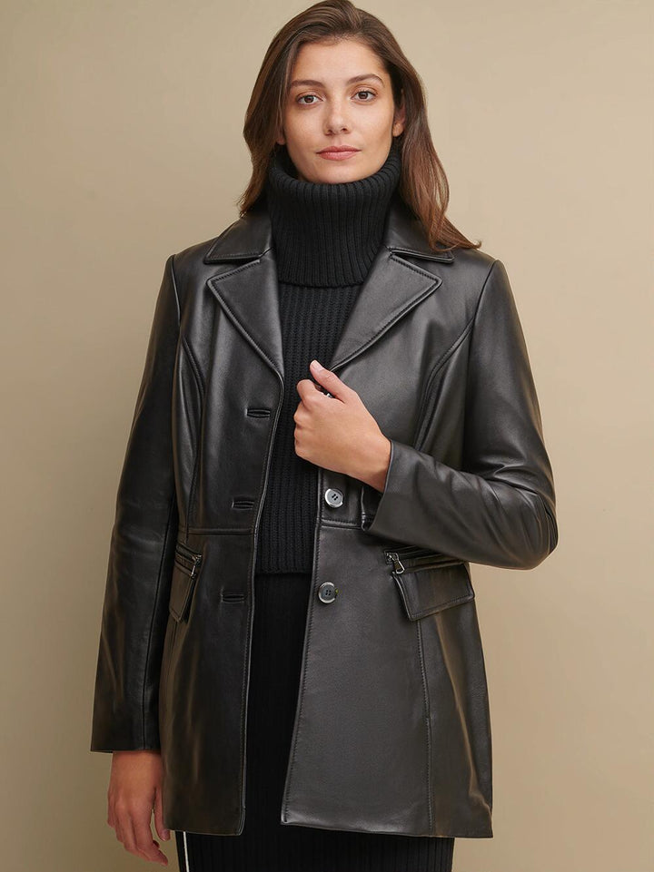 Leather coat for women