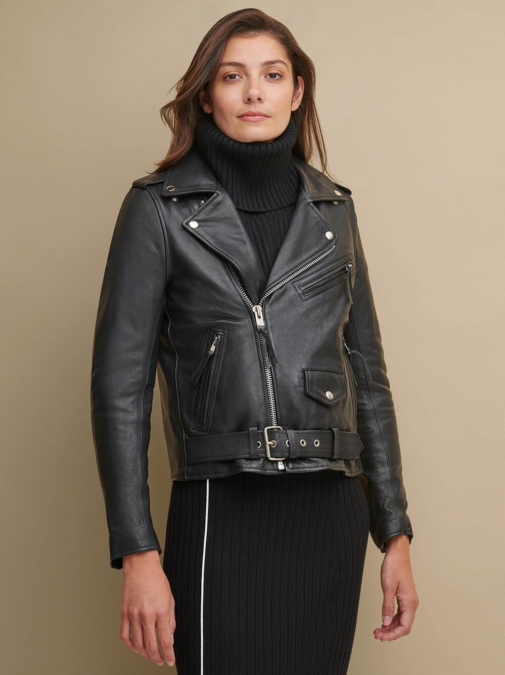 Black Biker Leather Jacket For women