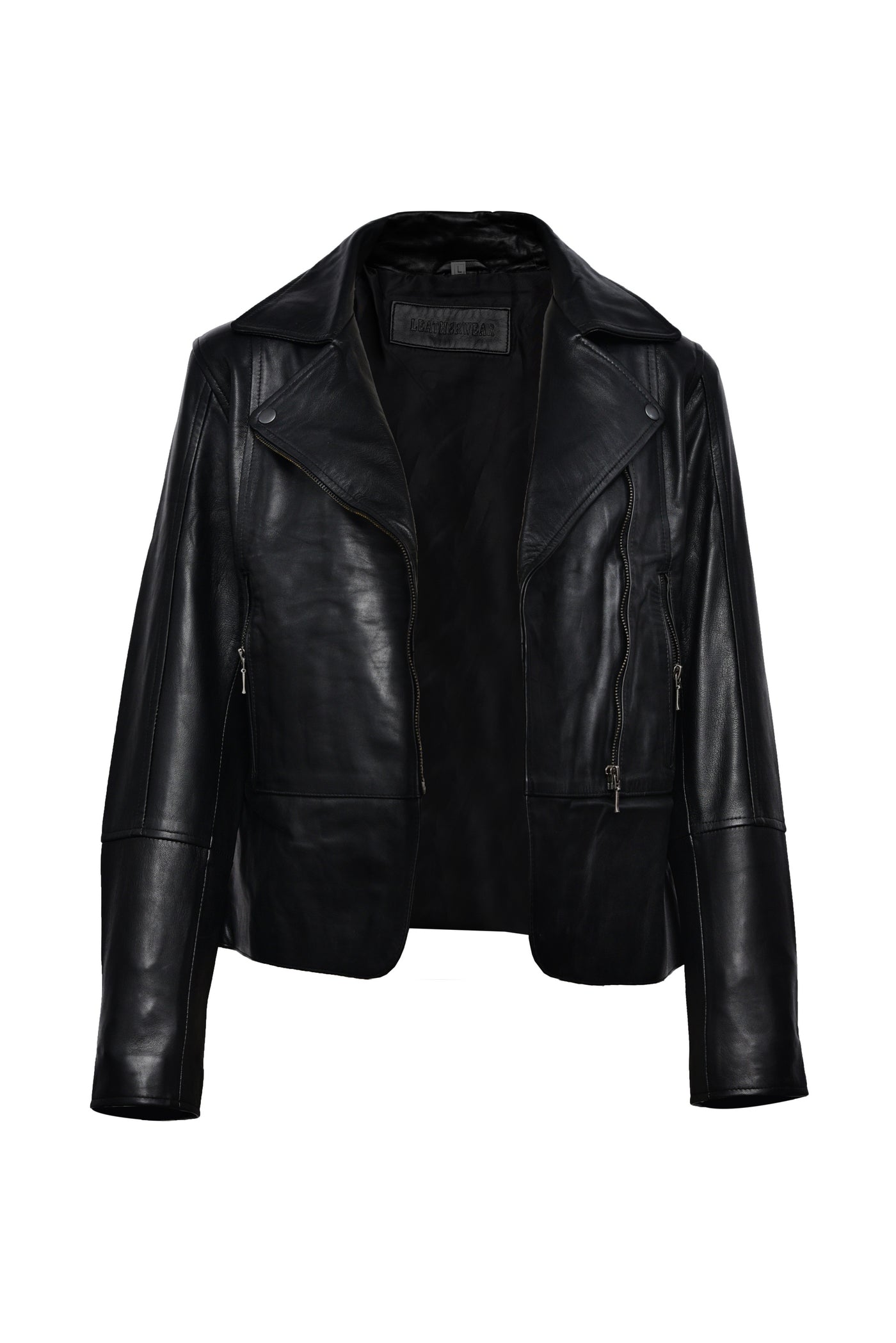 Black Biker Leather Jacket For Sale