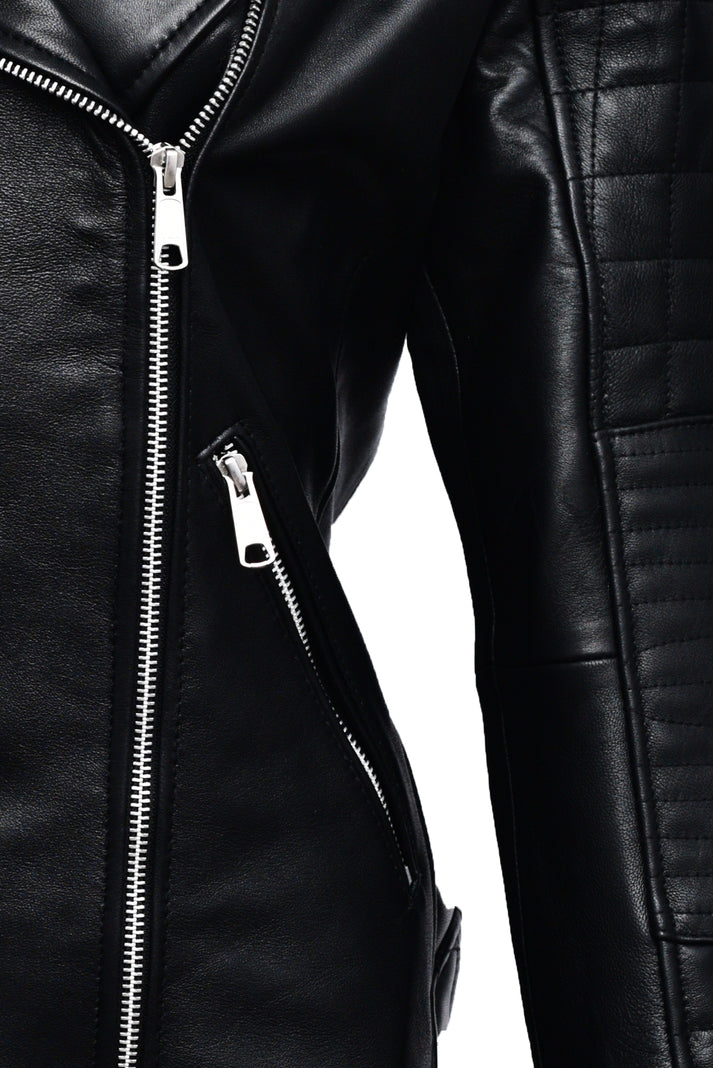 Silver Zipped Leather Jacket Online