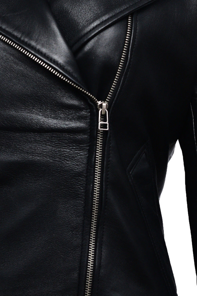 Shop Black Leather Zipper Biker Jacket