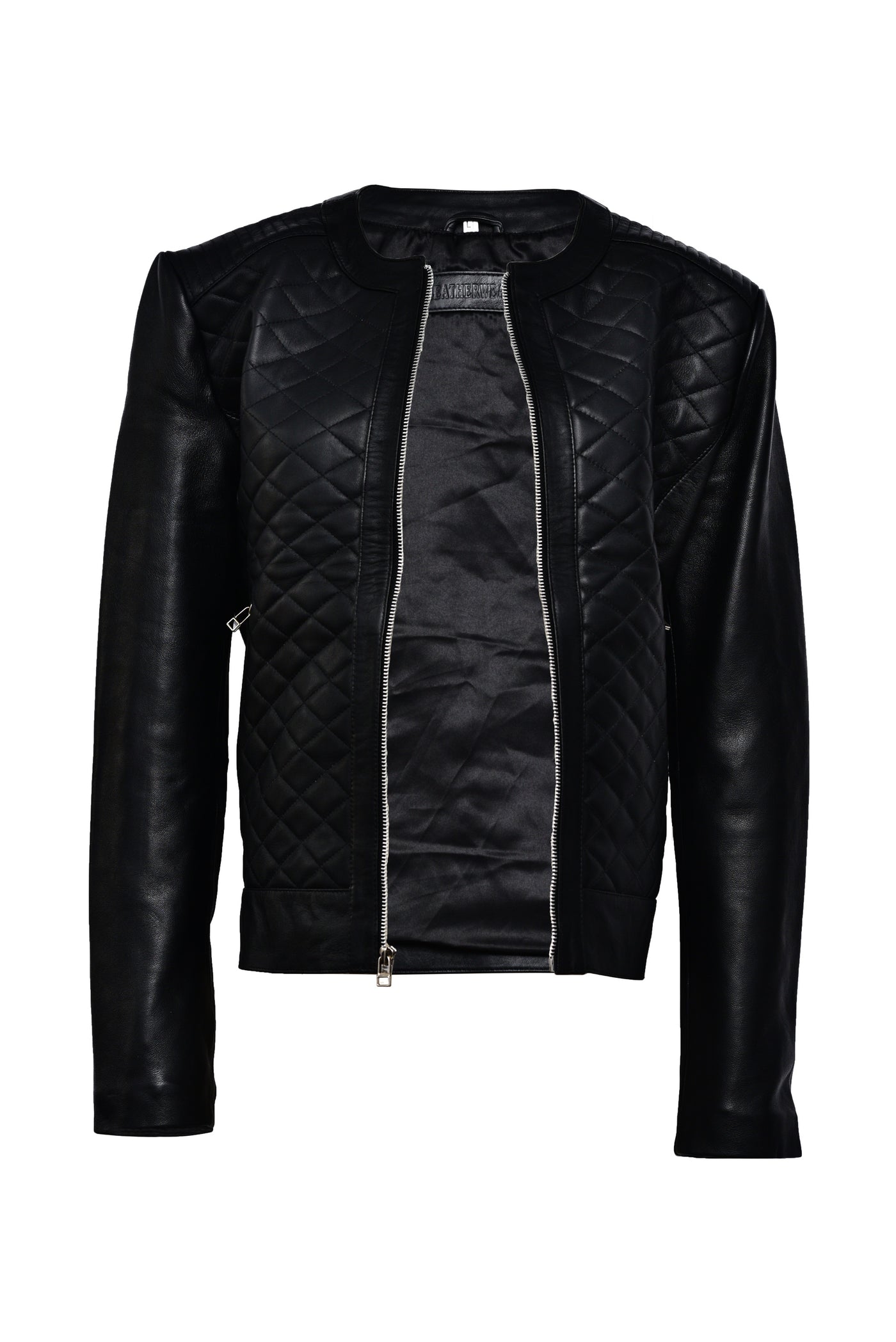Round Neck Leather Jacket For Women