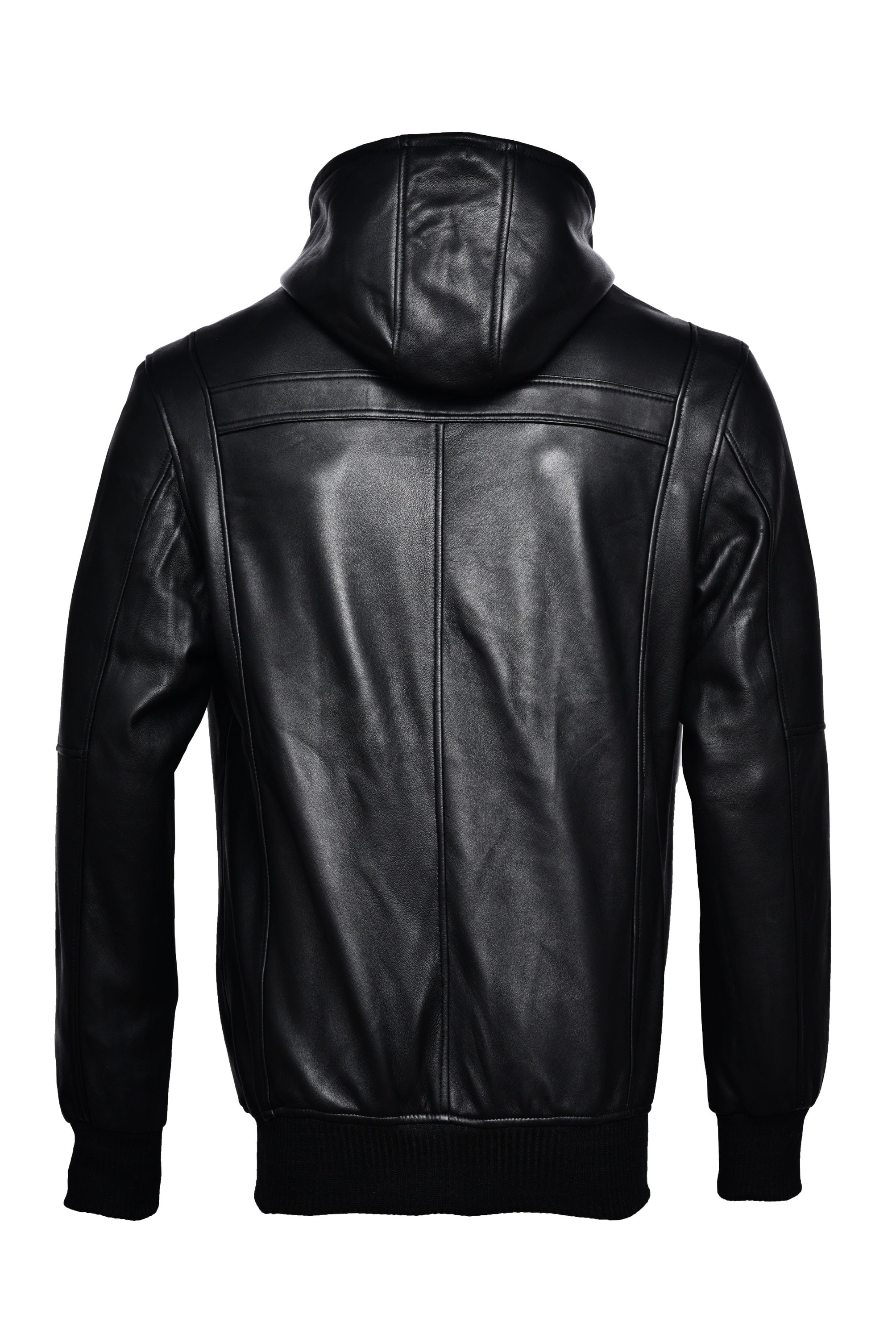 Black hoodie leather jacket online