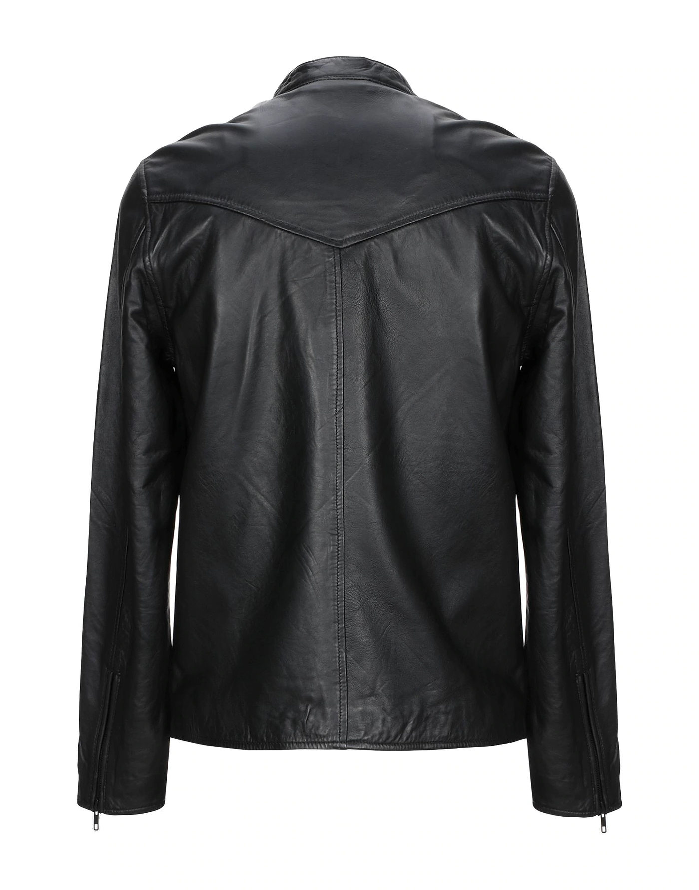 Black Bomber Leather Jacket For Men