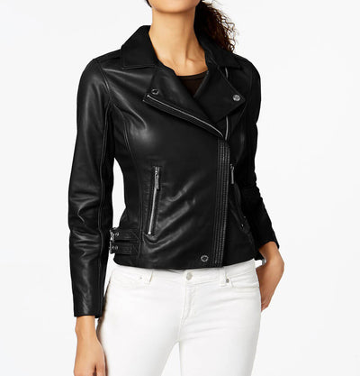 Black Biker Style Leather Jacket