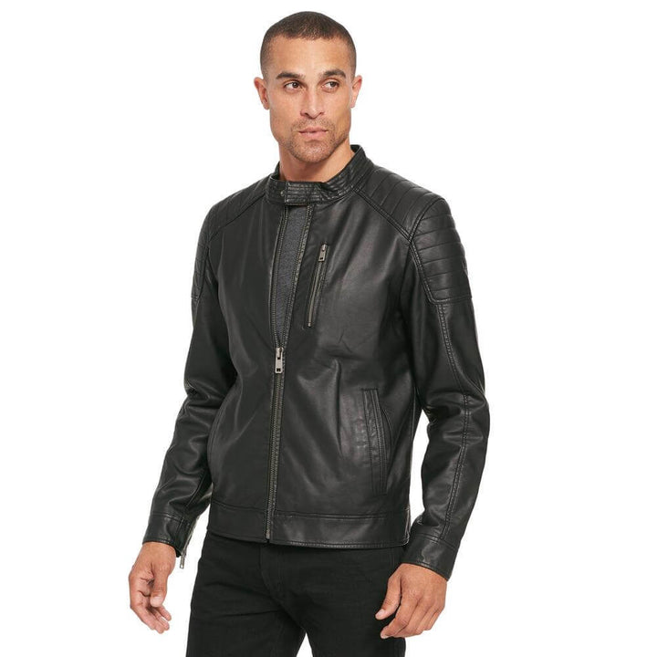 Black Rivet Leather Biker Jacket | Men | Sheepskin | Leatherwear ...